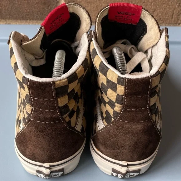 Vans Expresso Brown & White Checkerboard High Top Skateboard Sneakers - Picture 4 of 9